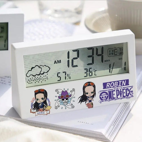 Digitale One Piece-wekker - Robin, Chopper & Brook (wit)