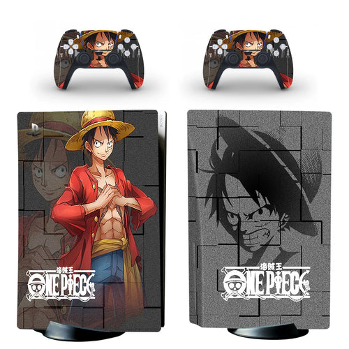 One Piece-PS5-stickers - Klassiek zwart-witportret van Luffy