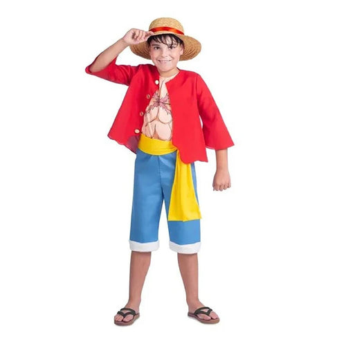 One Piece-kostuum - Kinderoutfit Monkey D. Luffy (met hoed)