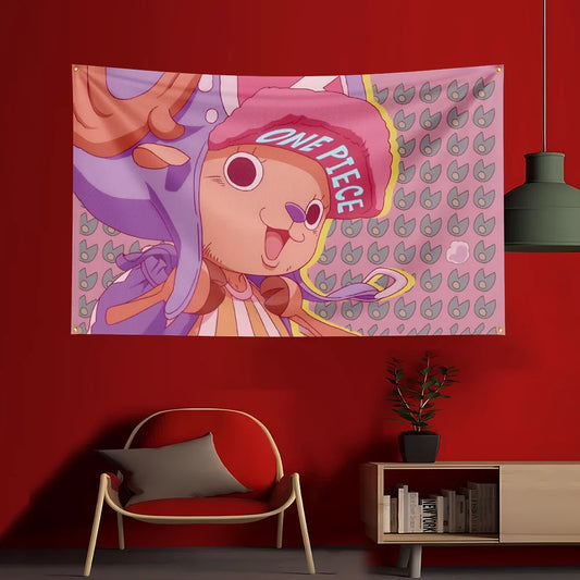 One Piece-poster - Chopper (roze achtergrond)