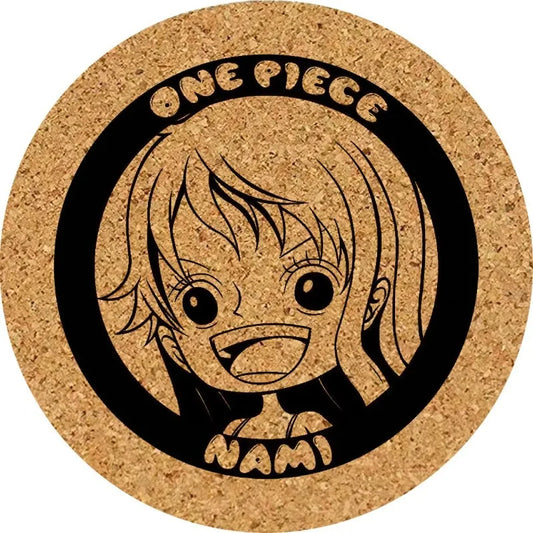 One Piece-onderzetter – Wanted Nami met kurkgravure