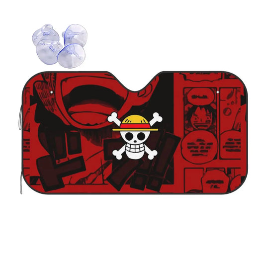 One Piece-autozonnescherm - Luffy met rood logo