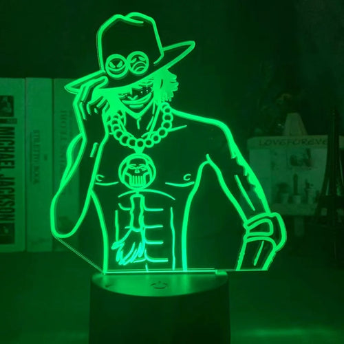 One Piece LED-nachtlamp - Portgas D. Ace Vuurvuist (Groen)