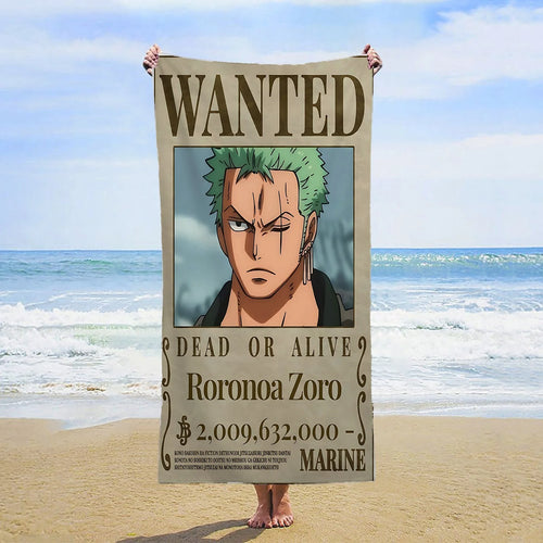 One Piece-strandlaken - Wanted Roronoa Zoro (Nieuwe Wereld)