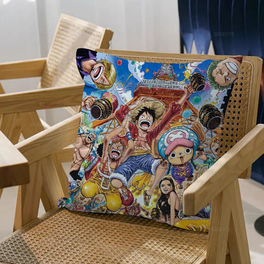 One Piece-kussensloop – Strohoeden in Mangastijl