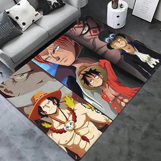 One Piece-tapijt – collage van bemanningsgezichten (mangastijl)