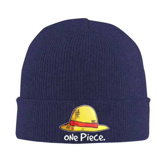 One Piece-muts - Geborduurde omslag marineblauw