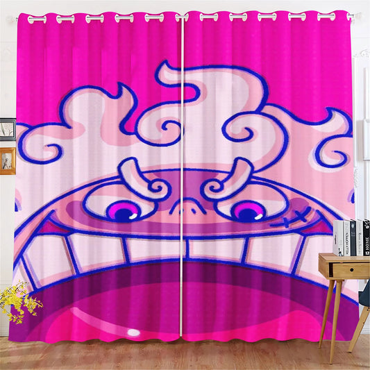 One Piece-gordijn - patroon van paarse wolken en een Duivelsfruit (abstract ontwerp)