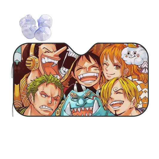 One Piece-autozonnescherm - Bemanningillustratie in Wano-stijl