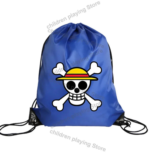 One Piece-gymtas met trekkoord – Donkerblauw embleem van de Strohoedpiraten