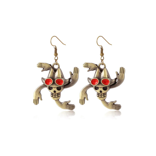 One Piece-oorbellen - antieke strohoed-schedel