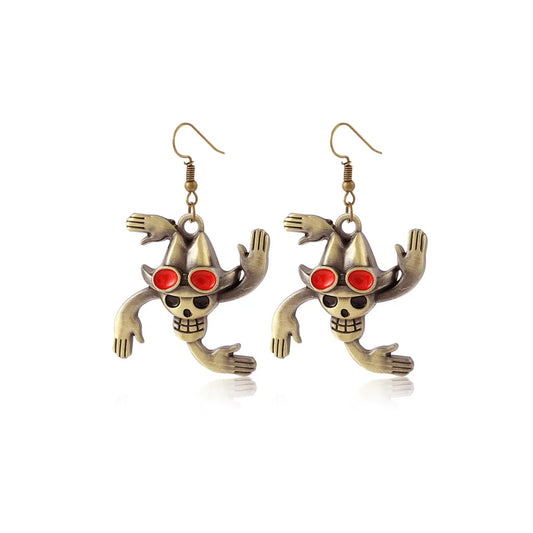 One Piece-oorbellen - antieke strohoed-schedel