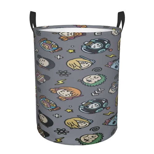 One Piece-wasmand - Motieven met iconen en strohoeden (grijs)