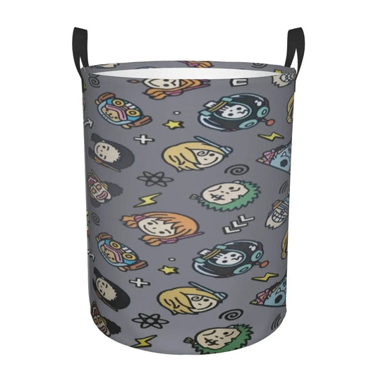 One Piece-wasmand - Motieven met iconen en strohoeden (grijs)