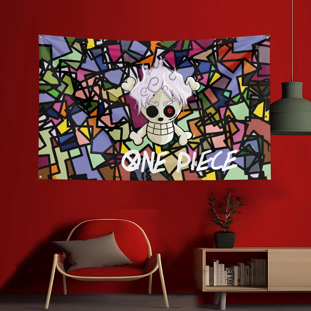 One Piece-poster - Jolly Roger-schedel & bloemen (kleurrijk)
