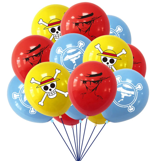 One Piece-luchtballonnen - Jolly Roger-motieven (rood, blauw, geel)
