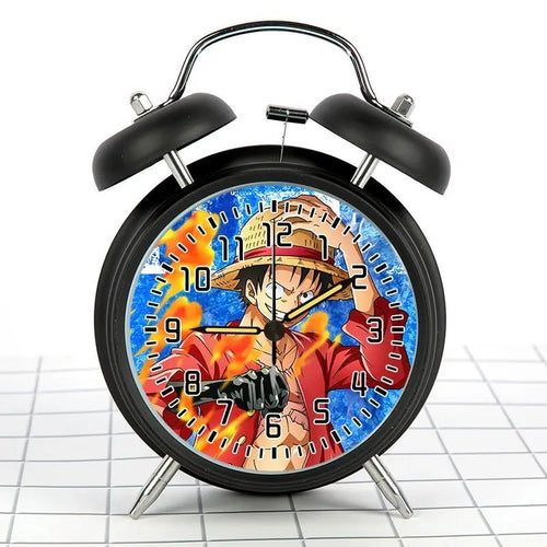 Retro One Piece-wekker - Monkey D. Luffy in gevecht (Zwart model)