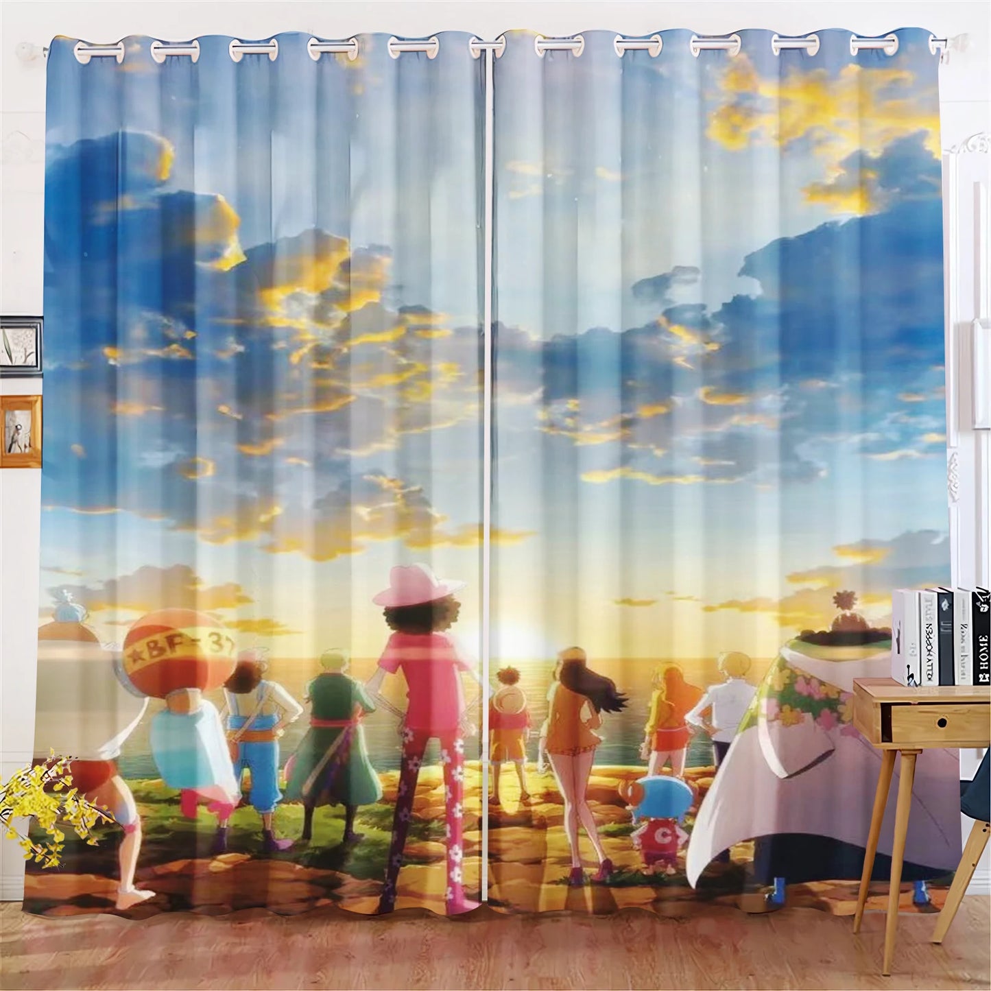 One Piece-gordijn - De Straw Hat-crew aan de horizon (kamerdecoratie)