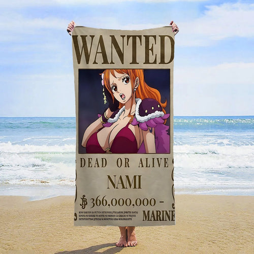 One Piece-strandhanddoek – Wanted Nami Opsporingsposter