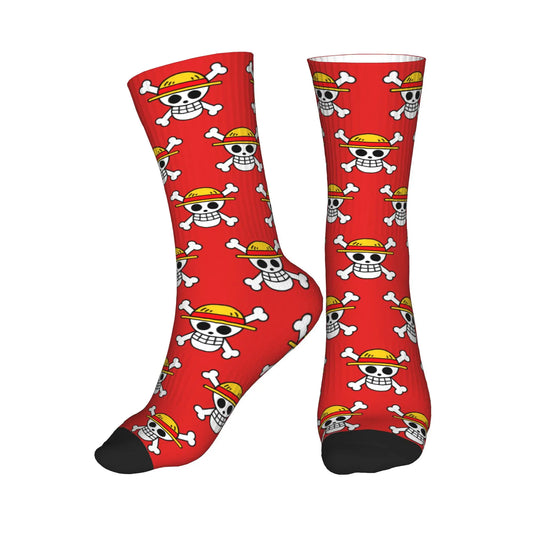 One Piece-sokken - Schedelmotief rood